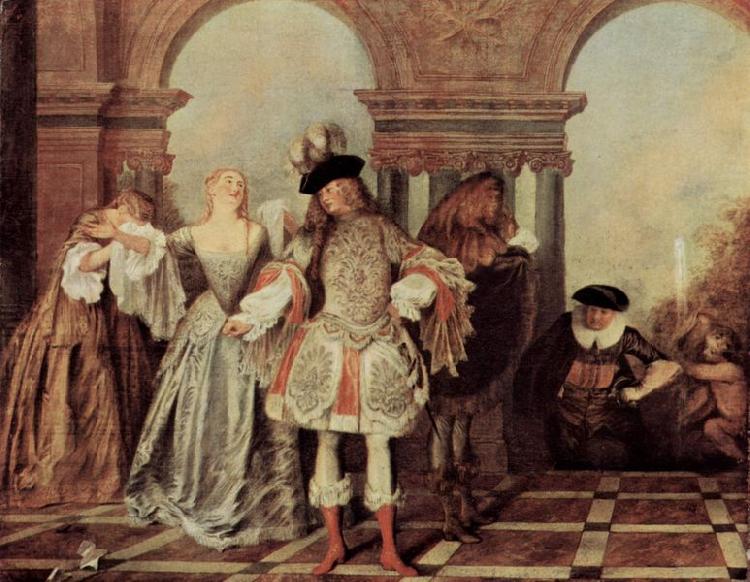 Jean-Antoine Watteau Franzosische Komodianten oil painting image